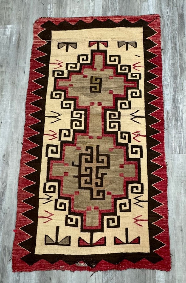 Navajo Ganado Rug with Wear