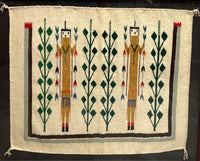Navajo Yei White Field Framed Rug