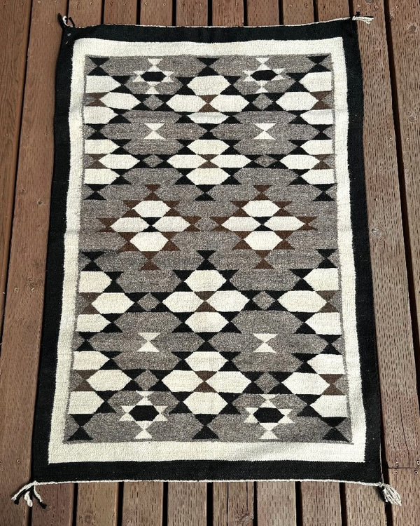 Navajo Natural Wool tone Rug With Night Sky Star Motif