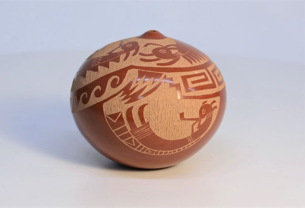 Santa Clara Pueblo Miniature Incised Seed Pottery By Grace Medicine Flower