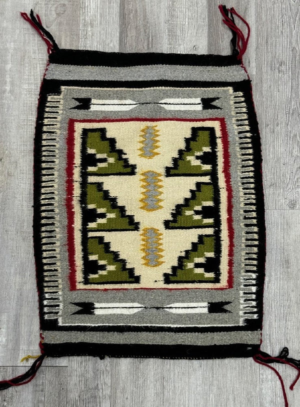 Navajo Rug With Clouds and Prayer Feathers