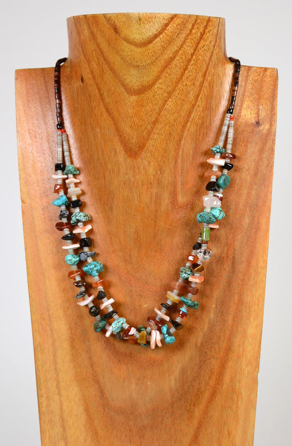 Navajo Hand Made Jewelry - Heishi and Nugget Bead Necklace