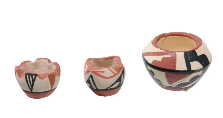 Jemez Pueblo Miniature Pottery Set of 3