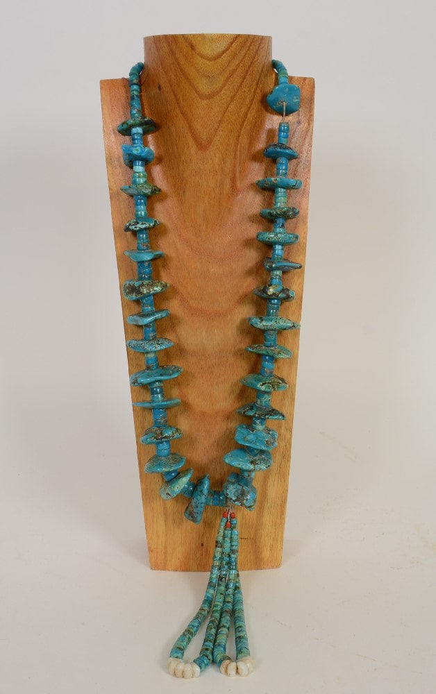 Navajo Large Hi-Grade Turquoise Nugget Necklace with Jacla drops