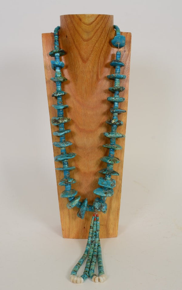 Navajo Large Hi-Grade Turquoise Nugget Necklace with Jacla drops