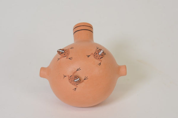 Zuni Pueblo Orange Frog Canteen Pottery By Agnes Peynetsa