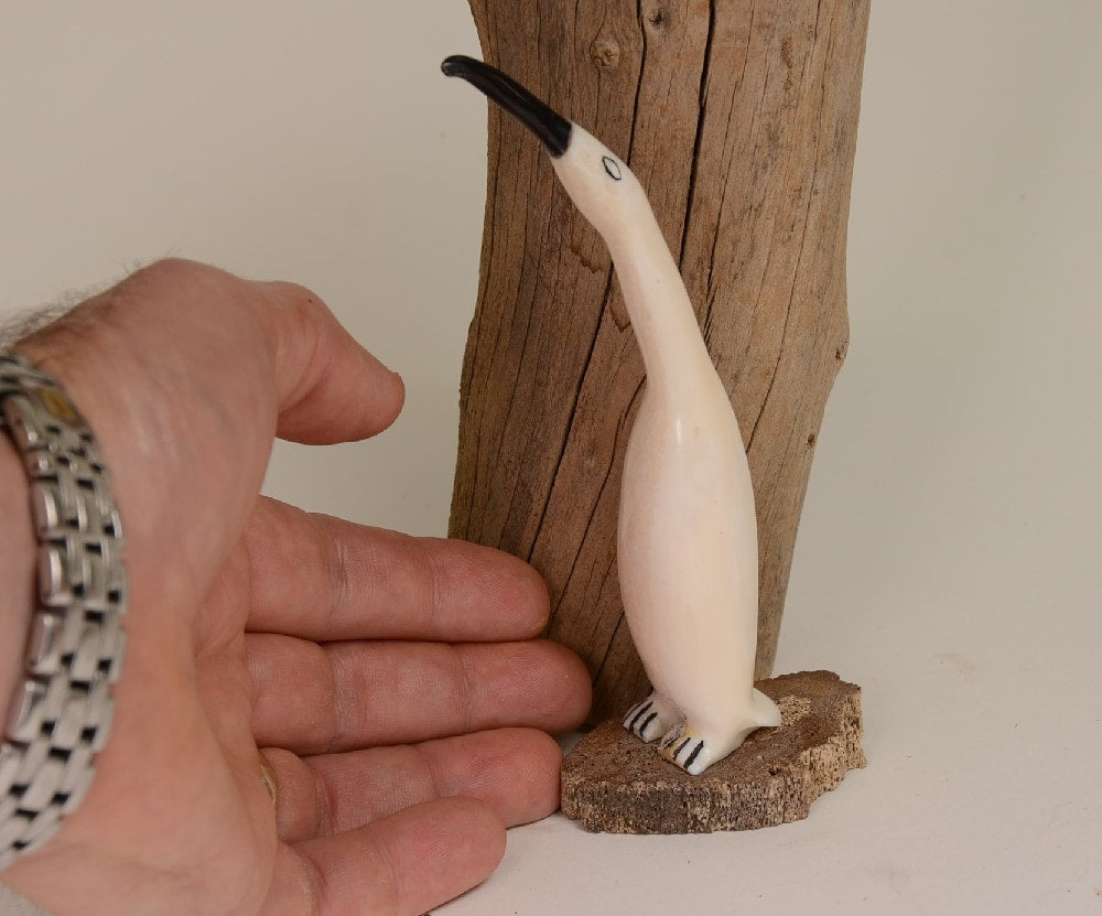 Eskimo Walrus Ivory Cormorant Carving