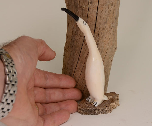 Eskimo Walrus Ivory Cormorant Carving