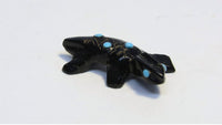 Zuni Fetish Horned Toad Lizard; Jet with Turquoise insets