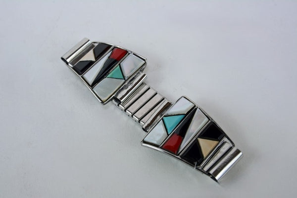 Zuni Pueblo Watch band with Multi-Colored Stone Inlay