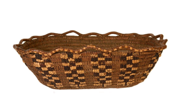 Western Washington Salish Basket with loops on rim