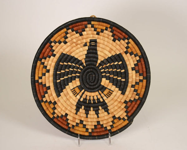 Hopi Coiled Basket Tray Eagle Motif