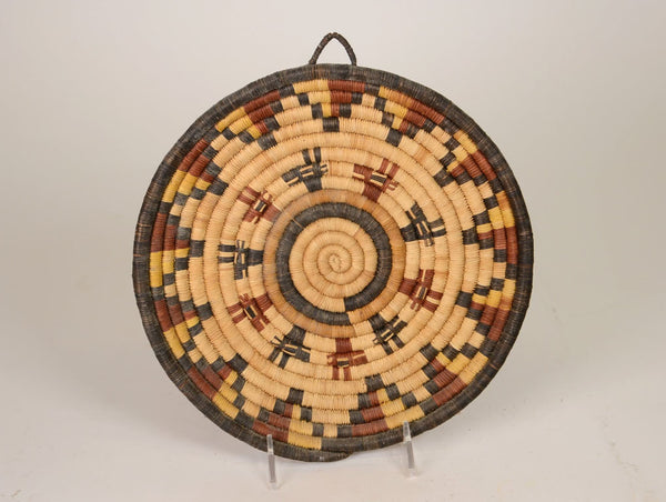 Hopi Coiled Basket Tray Deer Head Motif