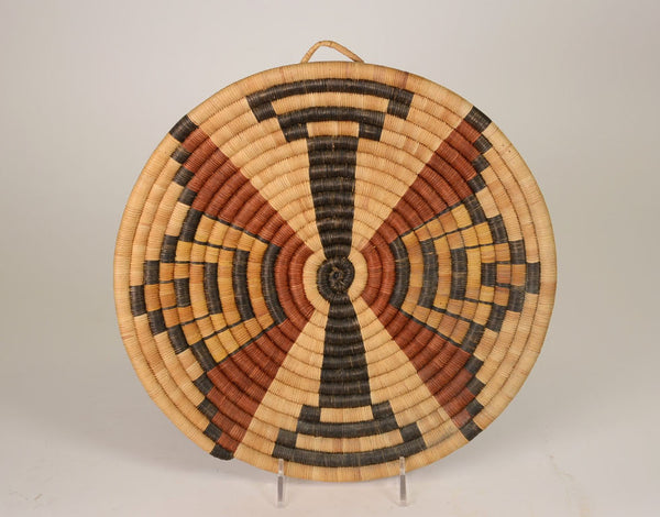 Hopi Coiled Basket Tray with Moth Motif