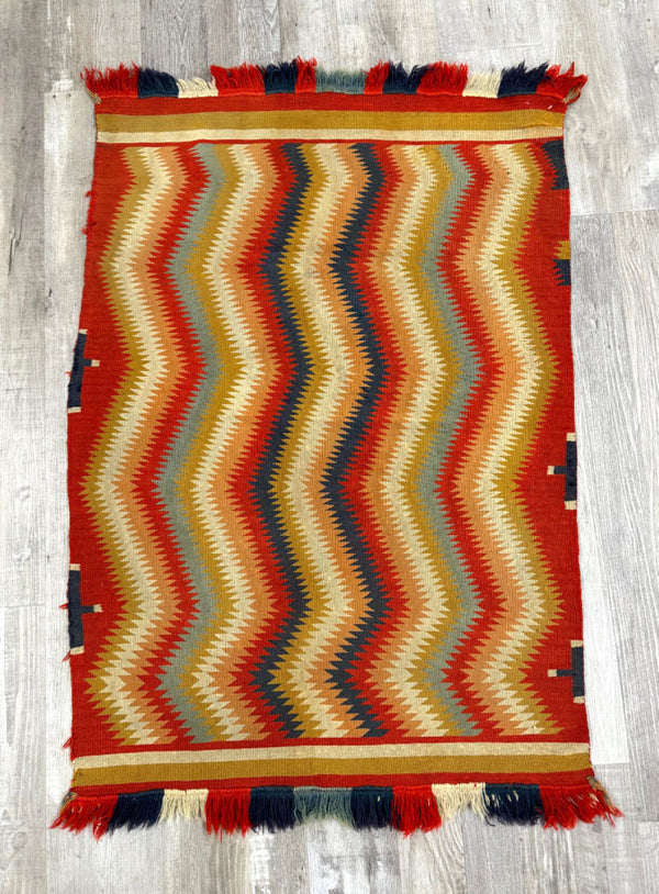 Antique Navajo Germantown Childs Blanket Eyedazzler