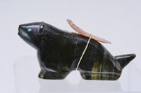 Vintage Zuni Old Style Wolf Fetish, Striped Serpentine