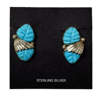 Navajo CLIP Earrings with Carved Turquoise