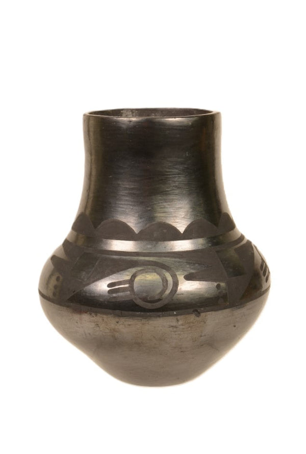 Maria Martinez Gunmetal Pottery Jar, Signed "Marie"