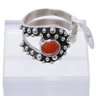 Navajo Ring: Silver "Raindrop Balls" with Coral Size: 7
