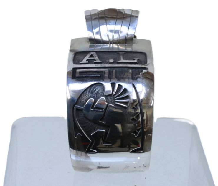 Hopi Watch Bracelet - Silver Overlay "A.L."