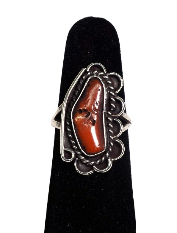 Navajo Sterling Silver Ring - Branch Coral Size 7 1/4
