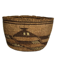 Klamath Basket with Yellow dyed bird quill