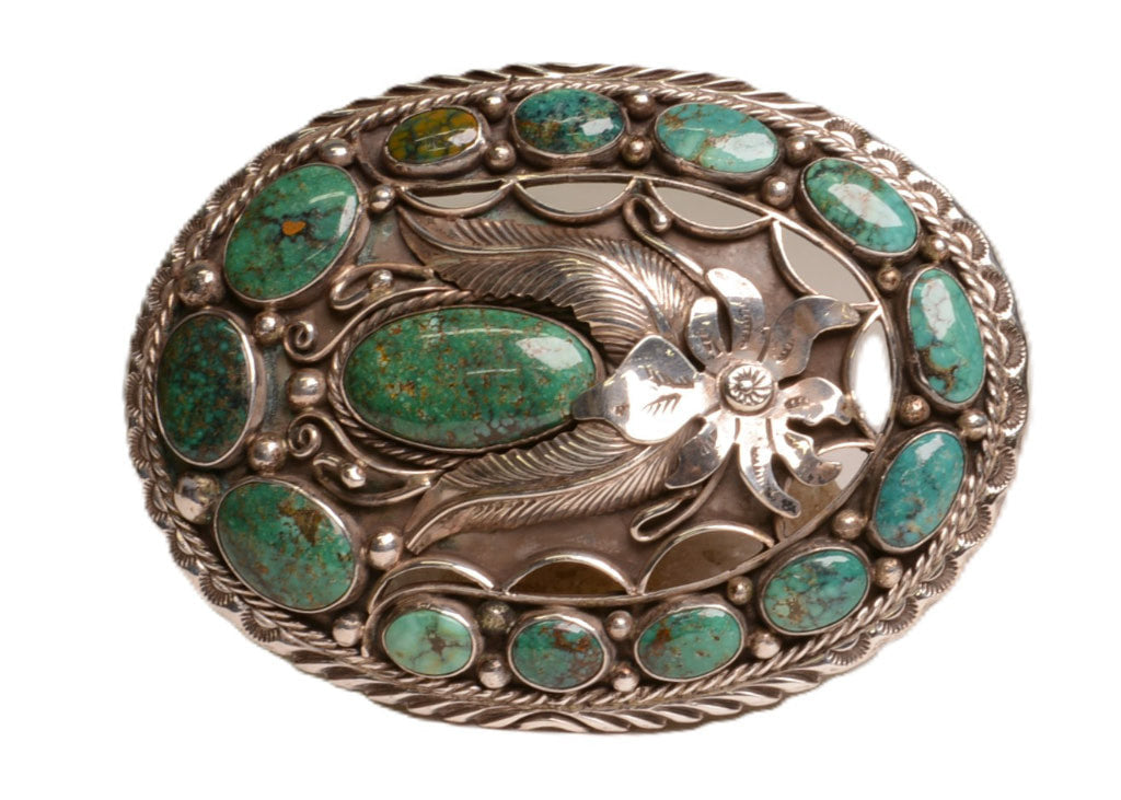Navajo Buckle Stamped JHJ Sterling