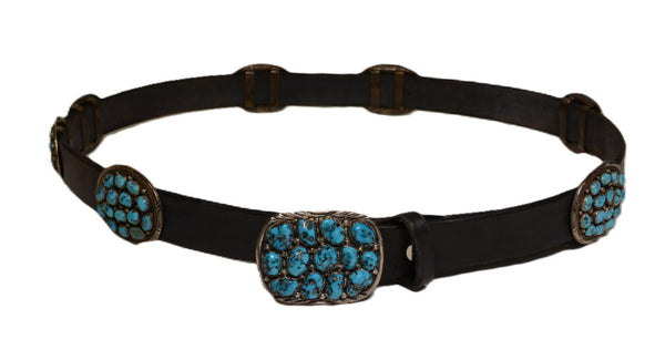 Navajo Cluster Turquoise Concho Belt and Buckle