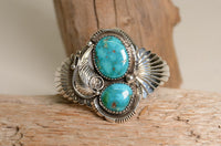 Navajo Sterling Silver Cuff Bracelet, Blue Gem Turquoise by Charlton Draper
