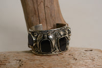 Large Navajo Sterling Silver and Onyx Cuff Bracelet