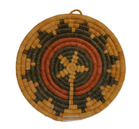 Hopi Coiled basket, Wedding tray motif with deep patina and fine weave.