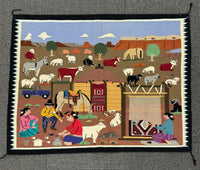 Navajo Reservation Life Pictorial Rug by Renowned Weaver Florence Riggs