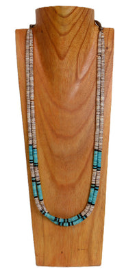 Navajo Rolled Turquoise and Shell Necklace