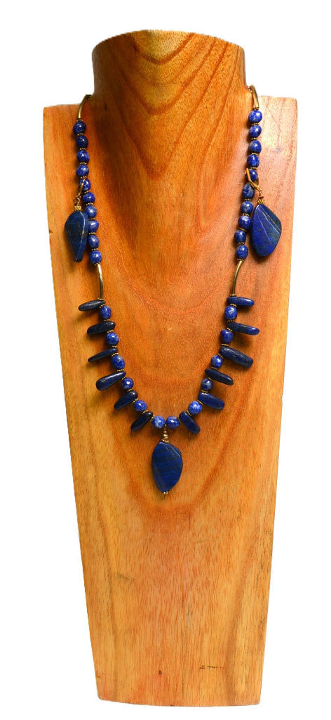 Non-Native Lapis Beaded Necklace and Earrings (Set)