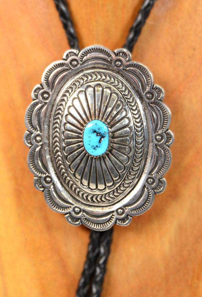 Navajo Concho Bolo: Turquoise and Sterling Silver