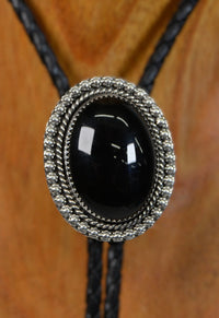Navajo Onyx on Sterling Silver Bolo