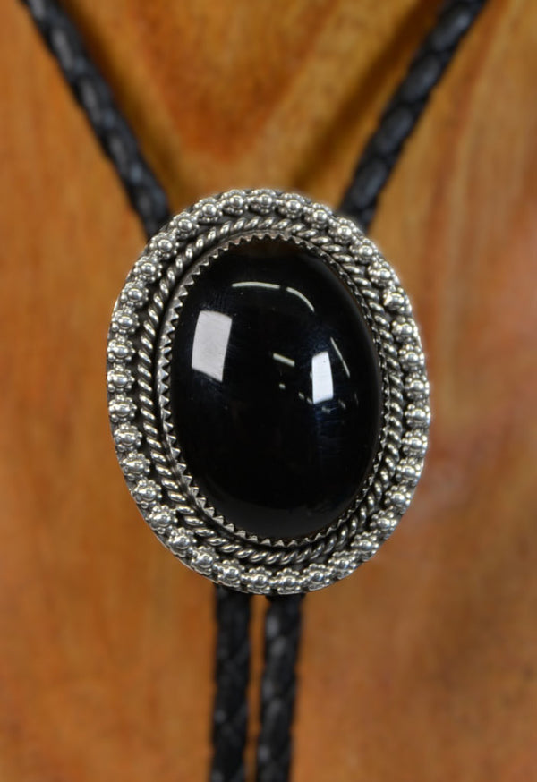 Navajo Onyx on Sterling Silver Bolo