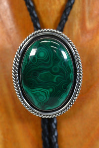 Navajo Malachite Bolo in Sterling Silver