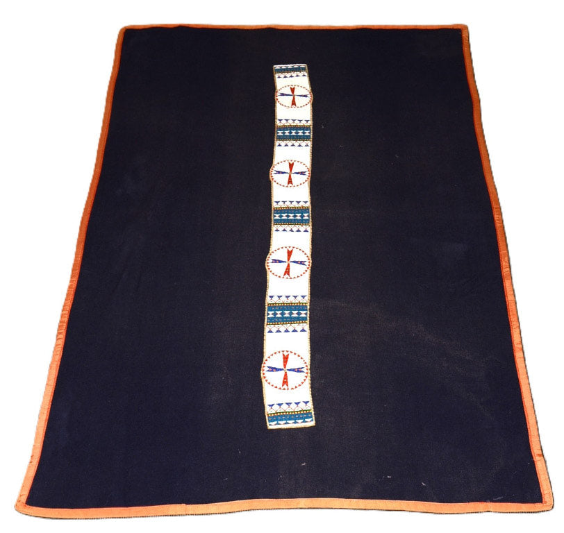 Sioux Blue Stroud Blanket with Blanket Strip