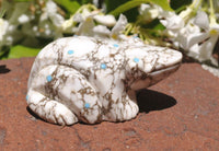 Zuni Veined white marble Frog Fetish by Tyler Quam