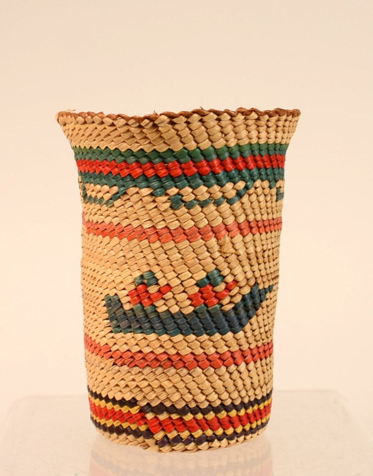 Nootka Basket - Whale Hunting Canoes with Figures