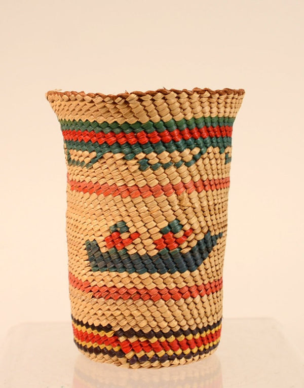 Nootka Basket - Whale Hunting Canoes with Figures