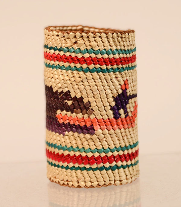 Nootka Basket - Napkin Ring - Whale Hunting Canoe with Figure