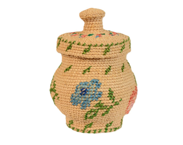 Fine Miniature Attu Basket with Lid + nob