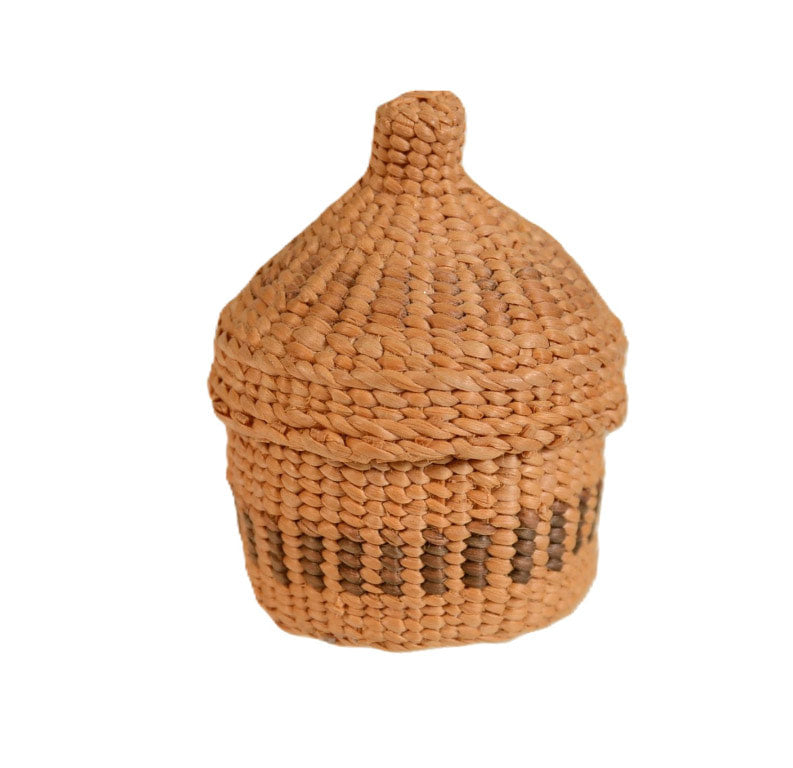 Miniature Haida Basket with Lid by Ginnie Hunter