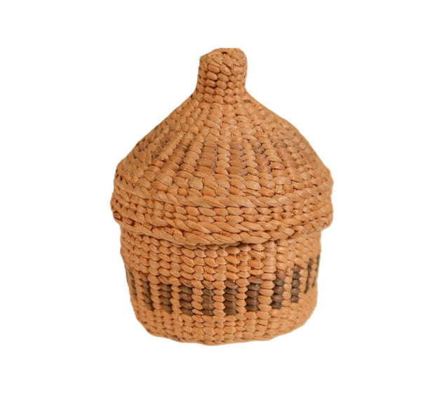 Miniature Haida Basket with Lid by Ginnie Hunter
