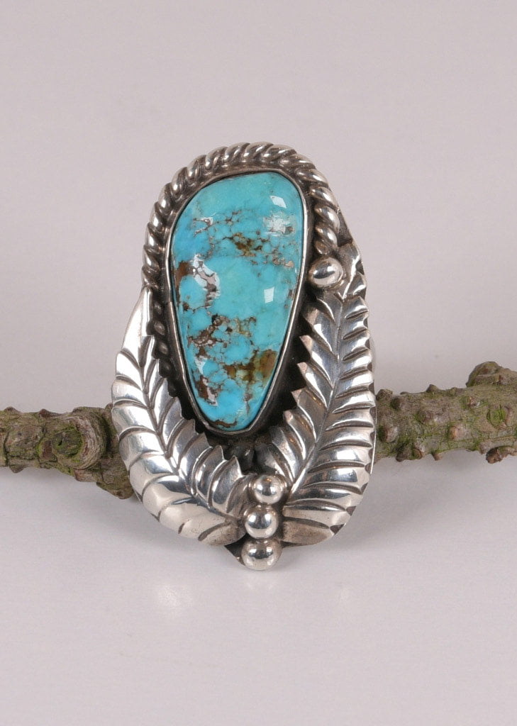 Vintage Navajo Ring: Sterling Silver and Turquoise Size 6.5