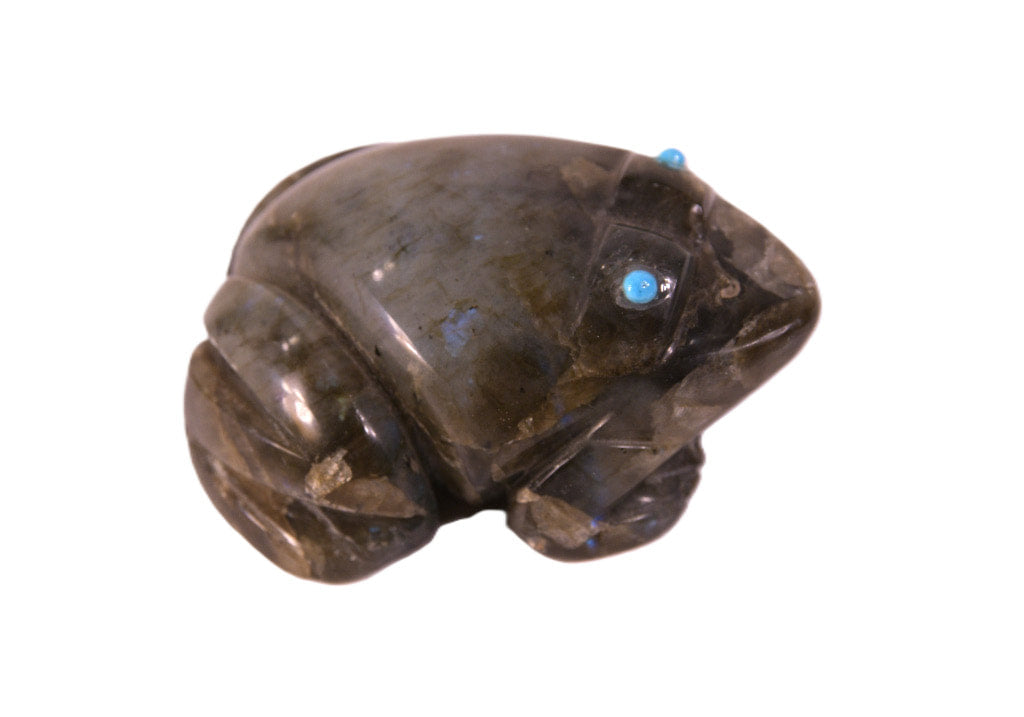 Zuni Labradorite Frog Fetish by Sara Pino: Has Opalence of Blue, Labradorite