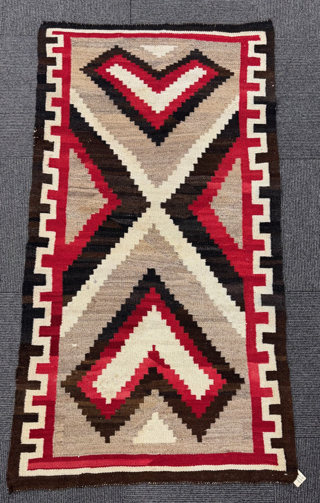Antique Navajo Ganado, AZ Rug with Stepped Motifs