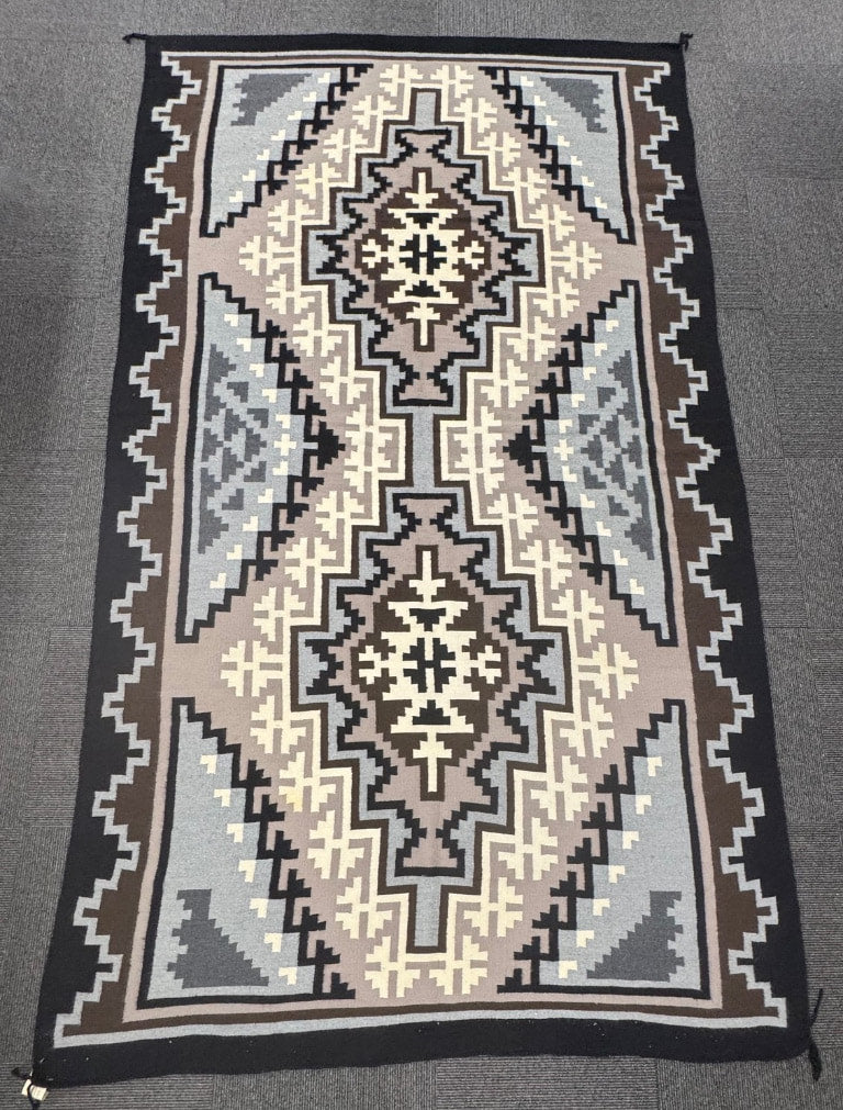 Large Navajo Two Grey Hills Floor Rug by Regina Bia